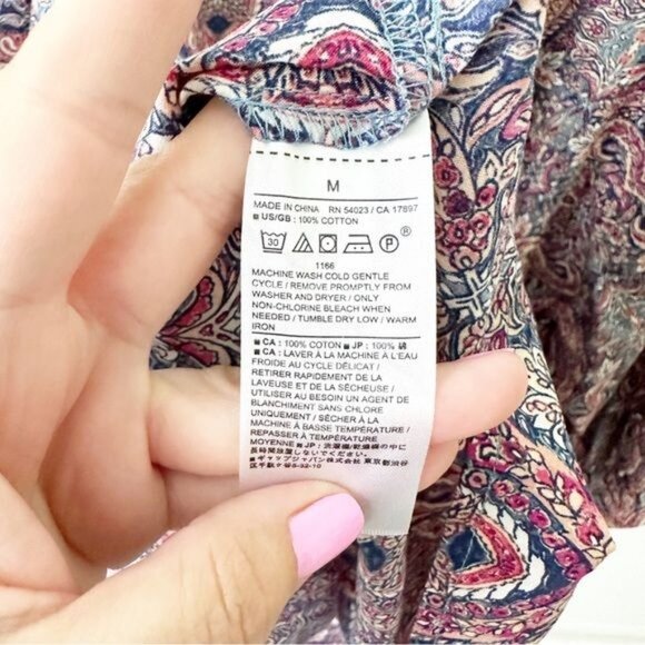 Banana Republic Balloon Sleeve Paisley Blouse Work Shirt Top Size M - Picture 6 of 8